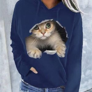 Casual Animal Hoodie Sweatshirt, Sweatshirts & Hoodies, color:Purplish blue|size:3XL, JustFashionNow