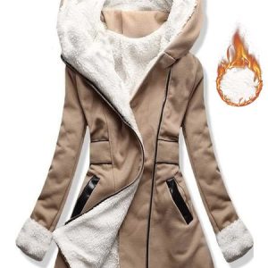 Cross Neck Loose Cotton Overcoat, Coats, color:Khaki|size:XXL, JustFashionNow