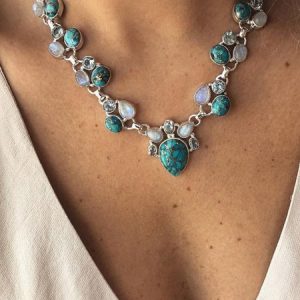 Boho Turquoise Necklace, Necklace, color:As Picture|size:One-size, Noracora