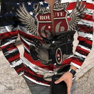 Regular Sleeve America Flag Regular Fit Shirt Collar Urban Shirt, Shirts ＆ Blouse, color:Color22|size:3XL, JustFashionNow
