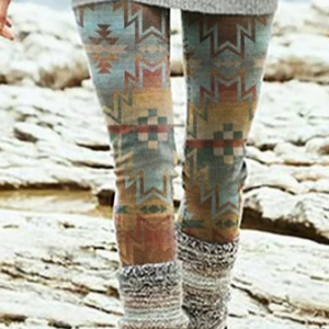 Elastic Band Tight Vintage Leggings, Leggings, color:Multicolor|size:XXL, JustFashionNow