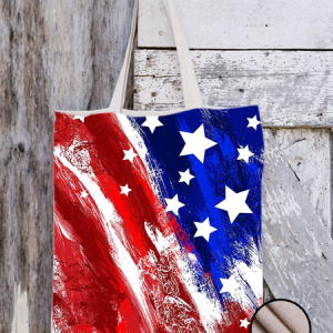 Women's America Flag Print Shopping Tote, color:As Picture|size:One-size, Lilicloth.com