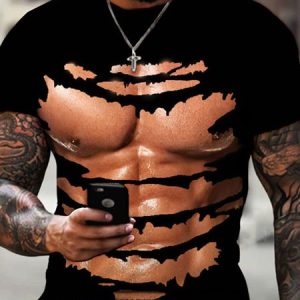 Casual Crew Neck Regular Fit Abstract T-Shirt, T-Shirts, color:Color7|size:5XL, JustFashionNow