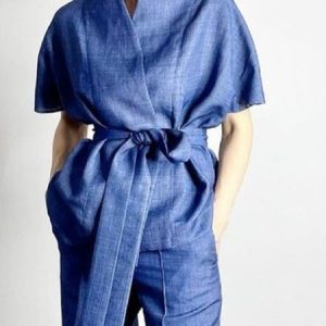 Short sleeve Daily Cross Neck Elegant Vest, Blazers, color:Blue|size:XXL, Stylewe