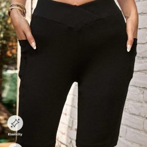 Women's Summer High Elastic Comfort Shorts, Leggings, color:Black|size:XXL, JustFashionNow