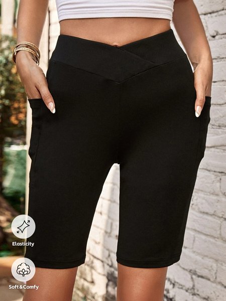 Women's Summer High Elastic Comfort Shorts, Leggings, color:Black|size:XXL, JustFashionNow