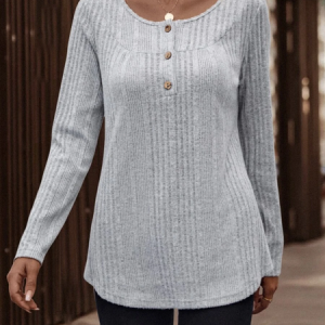 Plain Crew Neck Casual Loose T-Shirt, T-Shirts, color:Gray|size:XXL, JustFashionNow