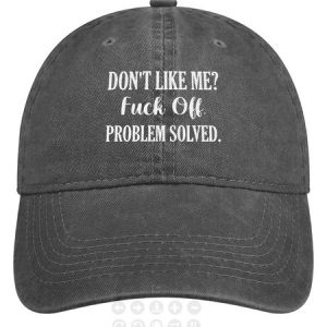 Don’t Like Me Fuck Off Problem Solved Denim Hat, color:Deep Gray|size:One-size, Lilicloth.com