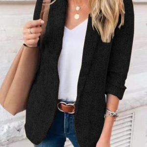 Regular Fit Casual Shawl Collar Plain Kimono, Blazers, color:Black|size:3XL, JustFashionNow