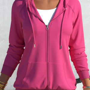 Loose Plain Hoodie Casual Kimono, Coats, color:Rose Red|size:XXL, JustFashionNow