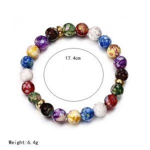 Colorful Bracelet Yoga Balance Energy Beads Volcanic Stone Bracelet, Bracelet, color:Multicolor|size:One-size, Noracora