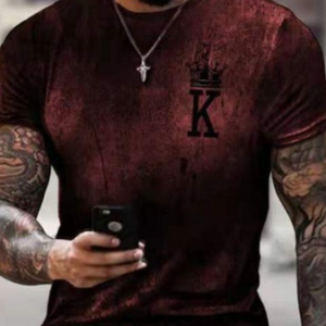 Casual Gradient Letter Pattern Short Sleeve T-Shirt Street Daily Men's Clothing, T-Shirts, color:Red|size:3XL, JustFashionNow