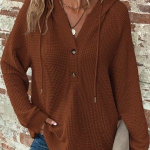 Casual Hoodie Plain Sweatshirt, Hoodies & Sweatshirts, color:Coffee|size:XXL, Noracora