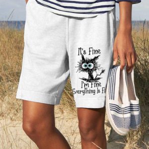 Loosen Cotton Blends Casual Interesting Cartoon Shorts, Shorts, color:White|size:XXL, JustFashionNow
