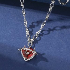 Halloween Day Heart Red Crystal Pendant Necklaces, Necklaces, color:As Picture|size:One-size, JustFashionNow