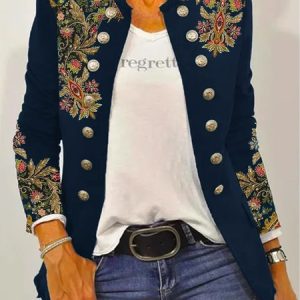 Stand Collar Casual Jacket, Jackets, color:Blue|size:XXL, JustFashionNow
