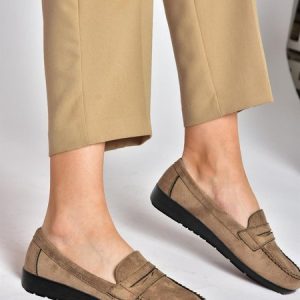 Khaki Suede Urban Casual Loafers, Flats, color:Khaki|size:43, JustFashionNow