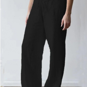 Casual Plain Natural Long Straight Pants, Pants, color:Black|size:3XL, Noracora