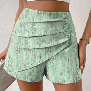 Casual Regular Fit Abstract Buckle Shorts, Shorts, color:Green|size:XXL, JustFashionNow