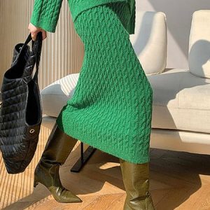 Daily Plain Elegant Regular Fit Mid Waist Skirt, Skirts, color:Lightgreen|size:XXL, Stylewe