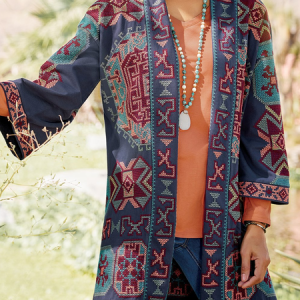 Ethnic Cotton-Blend Other Coat, Cardigans, color:Multicolor|size:XXL, JustFashionNow