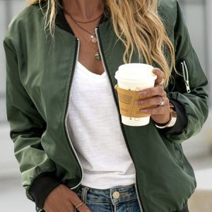 Casual Plain Crew Neck Regular Fit Jacket, Jackets, color:darkgreen|size:3XL, JustFashionNow