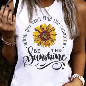 Women's SUNFLOWER LEOPARD LYRICS Letters Casual Tank Top, Tank Tops, Lilicloth.com
