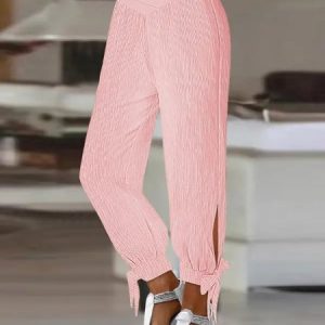 Plain Loose Casual Pants, Pants, color:Pink|size:XXL, JustFashionNow