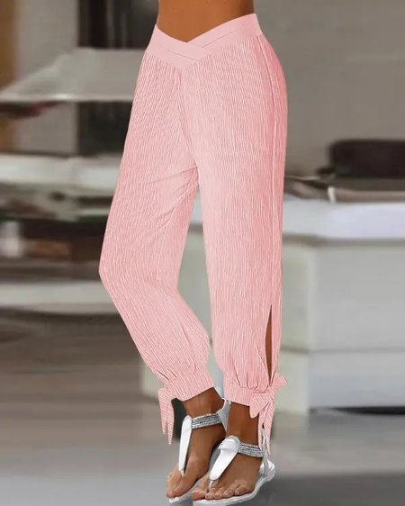Plain Loose Casual Pants, Pants, color:Pink|size:XXL, JustFashionNow