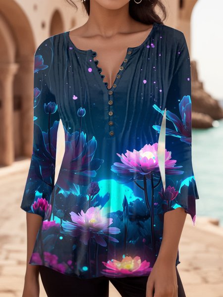 Casual Plants V neck T-Shirt, T-Shirts, color:Color10|size:3XL, JustFashionNow