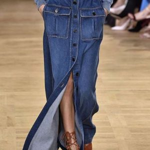 Casual Regular Fit Plain  Pockets Denim Skirt, Denim Skirts, color:Blue|size:XXL, Stylewe