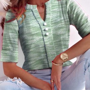 Buckle Casual Plain Shirt, Shirts & Blouses, color:Green|size:XXL, JustFashionNow