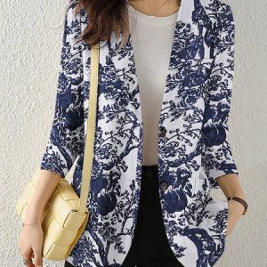 Casual Loose Lapel Collar Blazer, Blazers, color:White|size:5XL, JustFashionNow