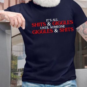 Men’s It's All Shits And Giggles Until Someone Giggles And Shits Text Letters Casual Regular Fit T-Shirt, color:Deep Blue|size:3XL, Lilicloth.com