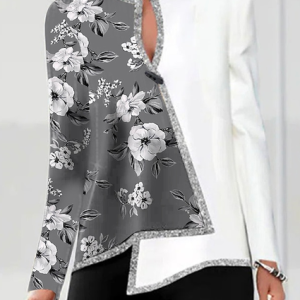 Boho V Neck Loose Top, Tops, color:Gray|size:XXL, JustFashionNow