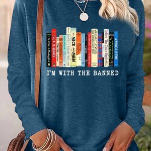 I'm With The Banned Letters Casual Shirt, color:Blue|size:3XL, Lilicloth.com