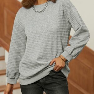 Crew Neck Loose Casual Sweatshirt, Sweatshirts & Hoodies, color:Red|size:XXL, JustFashionNow