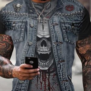 Men's Street Casual 3D Fun Pattern Round Neck Short Sleeve T-Shirt Daily Party Clothing, T-Shirts, color:Color3|size:3XL, JustFashionNow