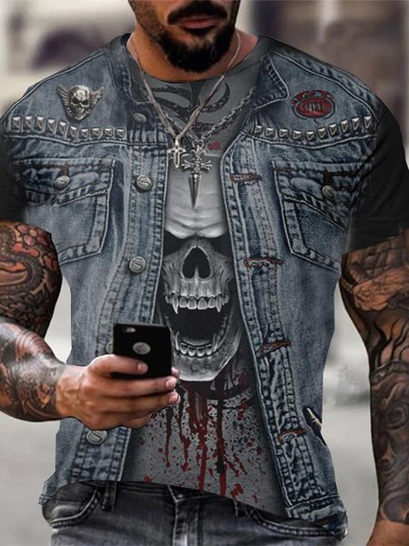 Men's Street Casual 3D Fun Pattern Round Neck Short Sleeve T-Shirt Daily Party Clothing, T-Shirts, color:Color3|size:3XL, JustFashionNow