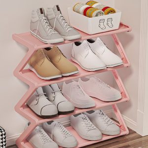 Fabric Multi-Layer Shoe Rack, Home Storage, color:Pink|size:One-size, Noracora