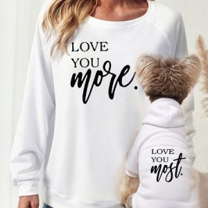 Women‘s Love You Most Love You More Casual Sweatshirt, color:White|size:3XL, Lilicloth.com