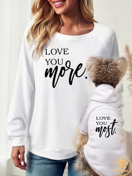 Women‘s Love You Most Love You More Casual Sweatshirt, color:White|size:3XL, Lilicloth.com