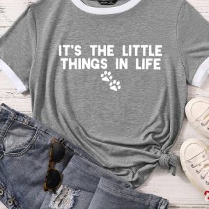 Lilicloth X Funnpaw Women's It's The Little Things In Life Matching T-Shirt, color:Gray|size:XXL, Lilicloth.com