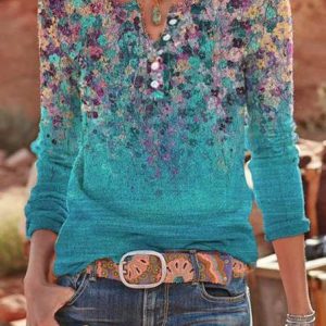 JFN Round Neck Floral Vacation T-Shirt/Tee, Shirts & Blouses, color:Blue|size:XXL, JustFashionNow