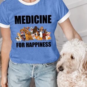 Lilicloth X Funnpaw Women's Dog Lover Medicine For Happiness T-Shirt, color:Blue|size:L, Lilicloth.com