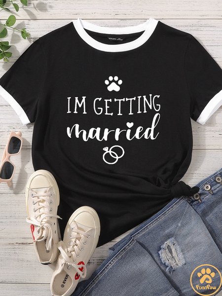 Lilicloth X Funnpaw Women's I'm Getting Married Pet Matching T-Shirt, color:Black|size:L, Lilicloth.com
