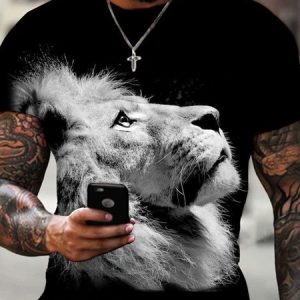 Street Regular Fit Animal Short Sleeve Pullover Crew Neck T-Shirt, T-Shirts, color:Color4|size:4XL, JustFashionNow
