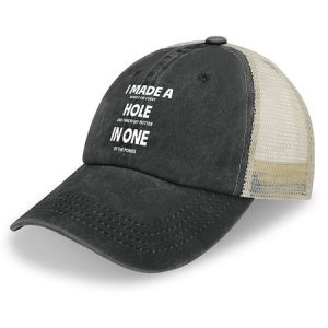 Men's I Made A Bogey On Every Hole And Threw My Putter In One Of The Ponds Funny Graphic Print  Washed Mesh Back Baseball Cap, color:Wine Red|size:One-size, Lilicloth.com