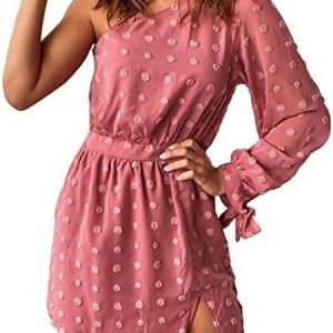 Women Plain Long Sleeve Comfy Casual Midi Dress, Dresses, color:Peach|size:XL, Noracora