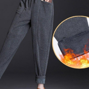Loose Casual Fluff/Granular Fleece Fabric Pants, Pants, color:Deep Gray|size:XXL, JustFashionNow